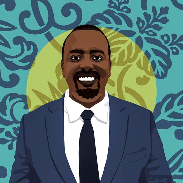 Portrait illustré d'Armand Ijimbere