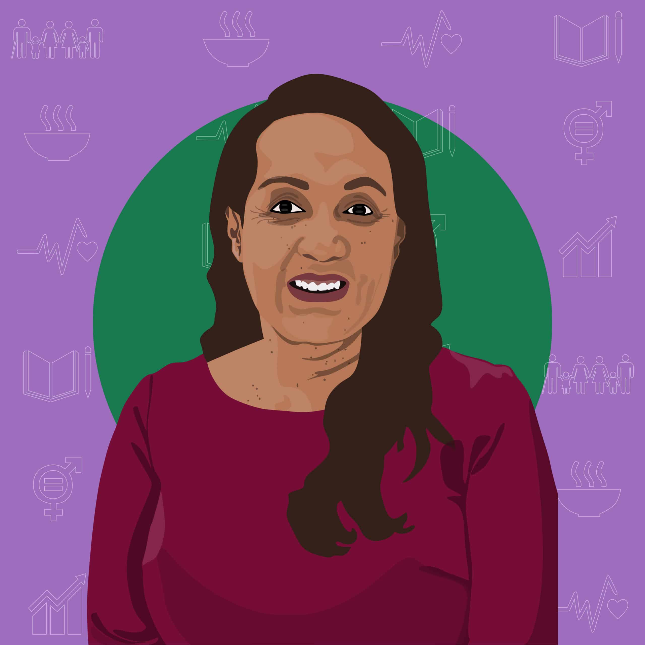 An illustrated portrait of Marie Da Silva