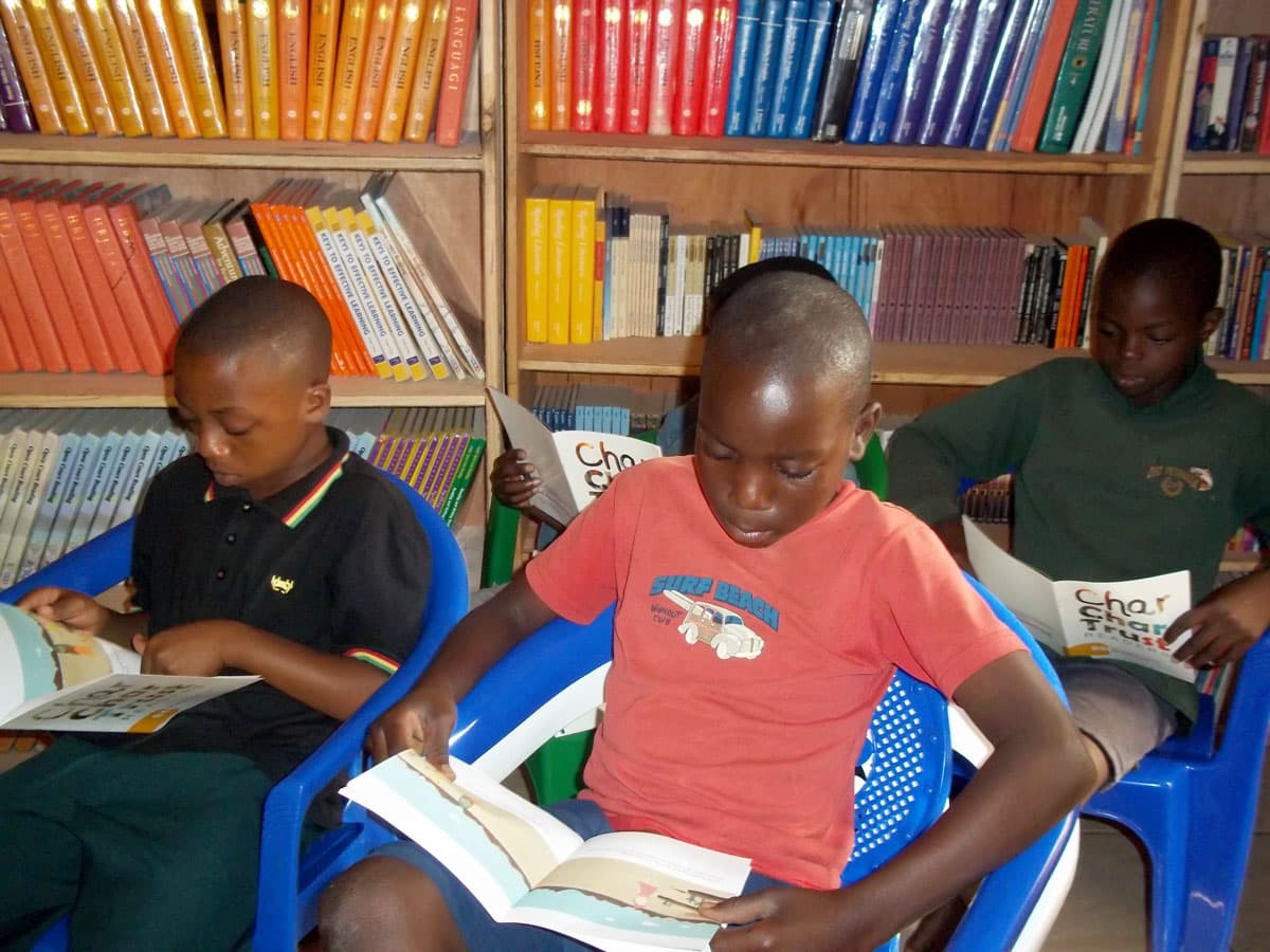 African students read in a library