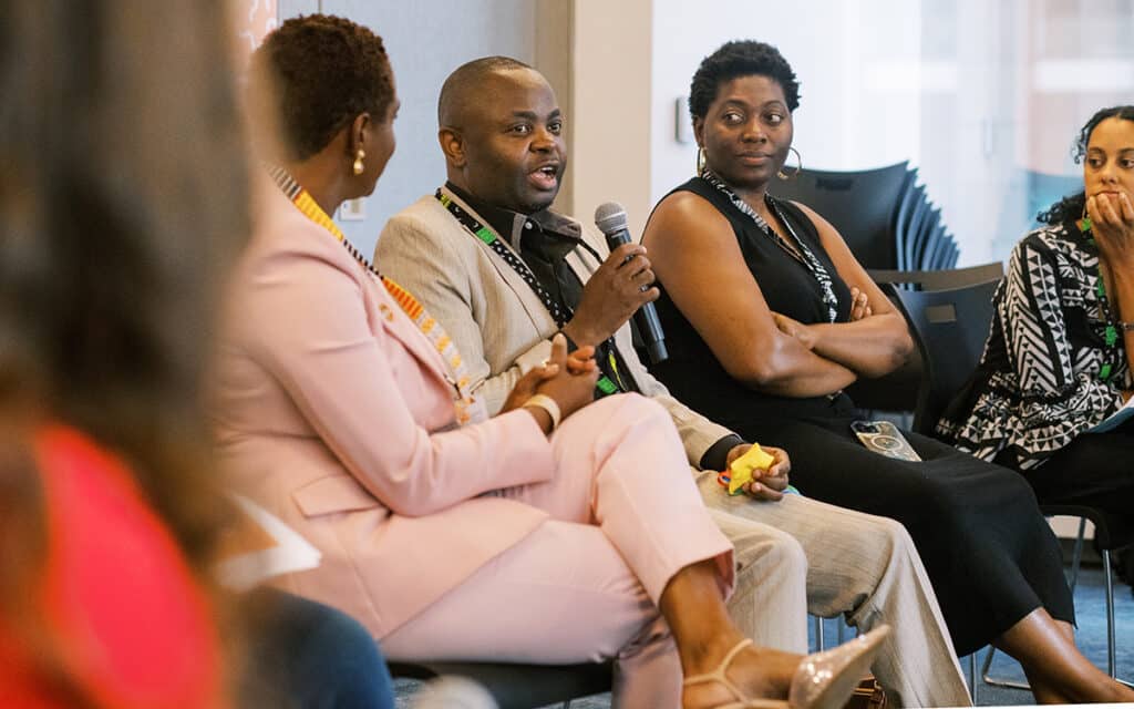 African leaders speak on a panel
