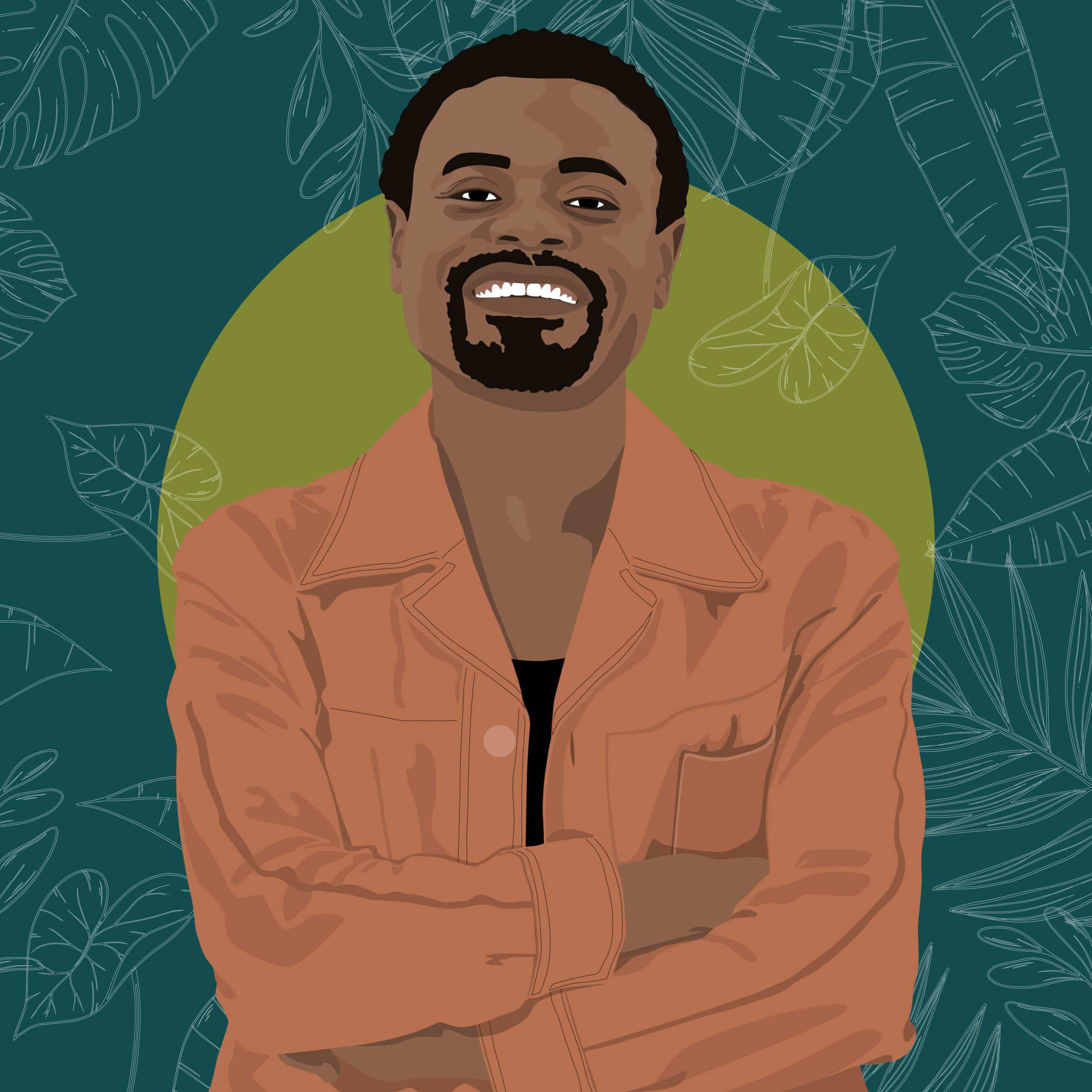 An illustrated portrait of Tresor Nzengu Mpauni